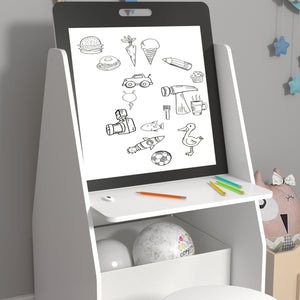 Bureau d'enfant et tabouret Ferrol avec tableau blanc intégré [en.casa]