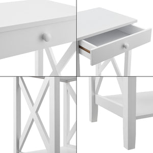 Table d’appoint Kivijärvi avec tiroir et surface de stockage 65 x 45 x 35 cm blanc [en.casa]