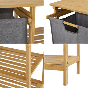 Étagère de salle de bain avec panier à linge Nousiainen Bambou 80 x 100 x 30 cm [en.casa]