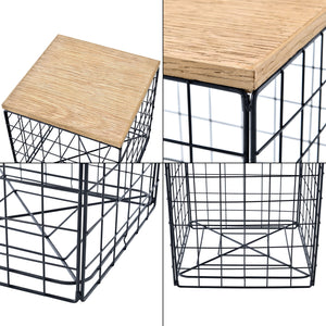 Table basse Indalsälven panier avec couvercle amovible 40 x 40 x 42 cm noir effet bois [en.casa]