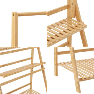 Échelle à plantes Brändö 3 niveaux 144 x 70 x 39,5 cm Bambou [en.casa]