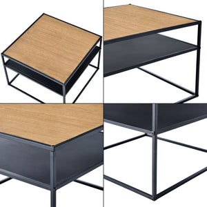 Table d'appoint Quinisut 40 x 55 x 55 cm aspect bois/noir [en.casa]