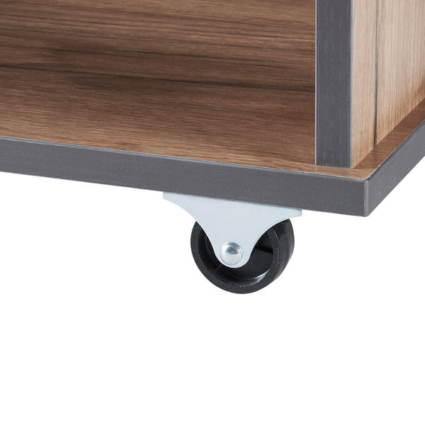 Table d'appoint rectangulaire Haarby à roulettes effet chêne / anthracite / blanc [en.casa]