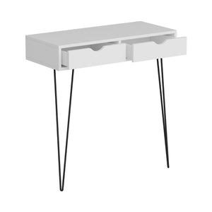 Table console Ebeltoft à 2 tiroirs 90 x 90 x 40 cm blanc / noir [en.casa]