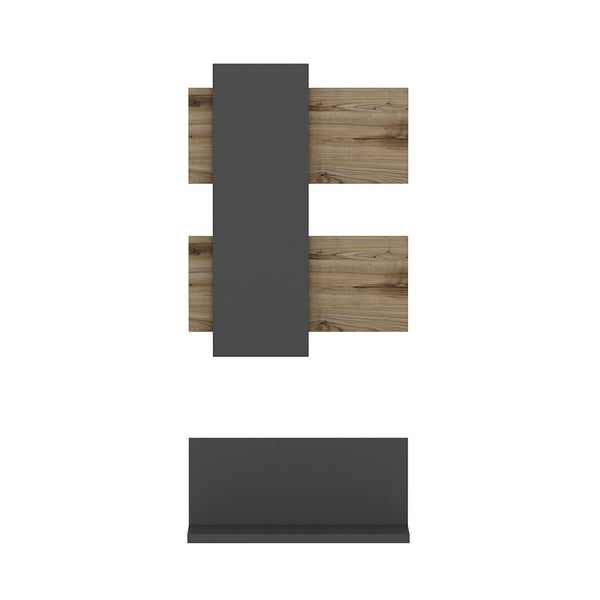 Étagère murale Egtved avec panneau mural aspect chêne / anthracite [en.casa]