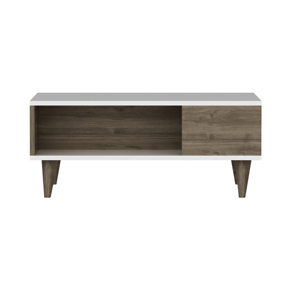 Table basse Grenaa avec tablette inférieure Blanc / aspect noyer [en.casa]