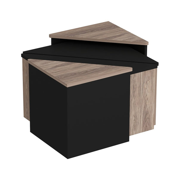 Ensemble de tables basses Frederikshavn 4 pièces aspect chêne / noir [en.casa]