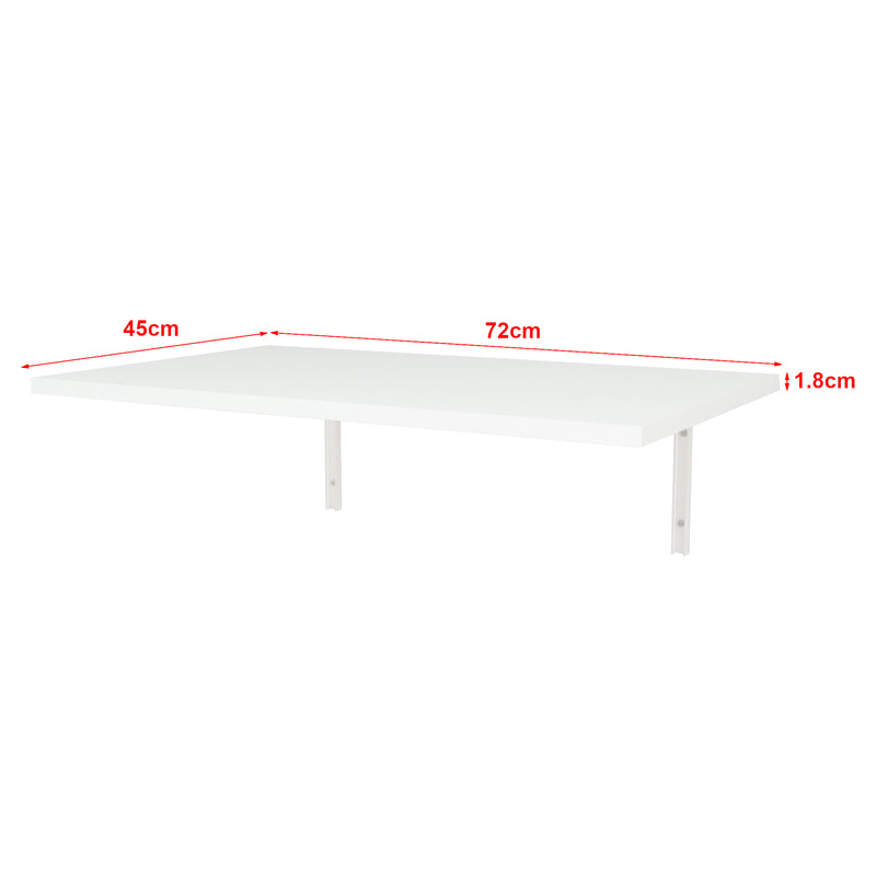 Croquis coté Table murale Klepp rabattable 72 x 45 cm blanc [en.casa]