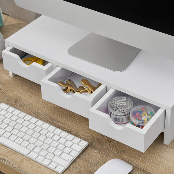 Support d'écran Ruovesi MDF 12 x 51 x 25 cm blanc [en.casa]