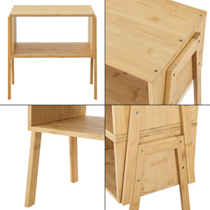 Ensemble de table de chevet Vinderup en bambou, naturel [en.casa]