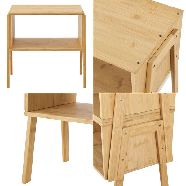 Ensemble de table de chevet Vinderup en bambou, naturel [en.casa]