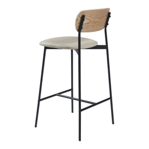 Tabouret de bar Jyväskylä lot de 2 89x40x45 cm Beige [en.casa]