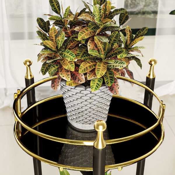 Support de plantes Oulainen à 2 niveaux métal 79 x 28 x 28 cm noir or [en.casa]