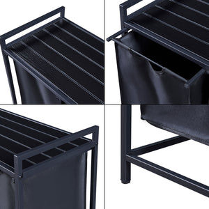 Collecteur de linge Saltvik avec 3 paniers à linge Noir [en.casa]