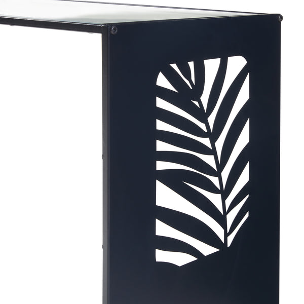 Table d'appoint Ulvik 50x50x35cm en métal et verre noir [en.casa]