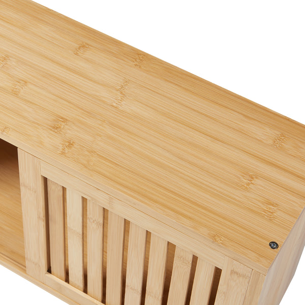 Étagère murale Grums avec 2 portes coulissantes bambou 93 x 20 x 33 cm naturel [en.casa]