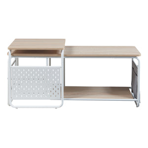 Table TV Dyrøy avec table d'appoint Blanc/Chêne [en.casa]