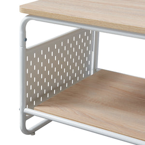 Table basse Dyrøy 100x50x43cm Blanc/Chêne [en.casa]