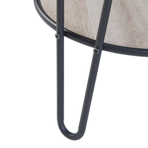 Table d'appoint Ylöjärvi avec 2 étagères Noir/Aspect chêne [en.casa]