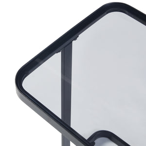 Table d'appoint Laxå lot de 2 en verre et métal noir [en.casa]