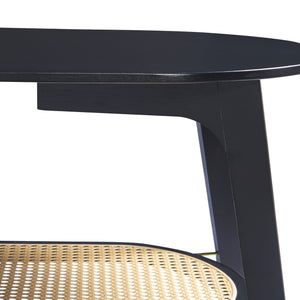 Table basse Taivalkoski 120x43x40 cm Noir/Aspect rotin [en.casa]