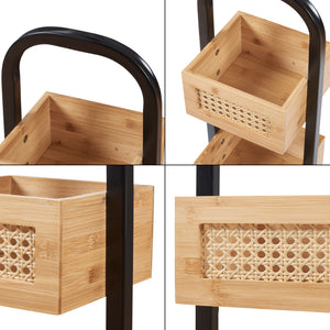 Étagère de salle de bain Tervola 73x23x19 cm Noir/Bambou [en.casa]