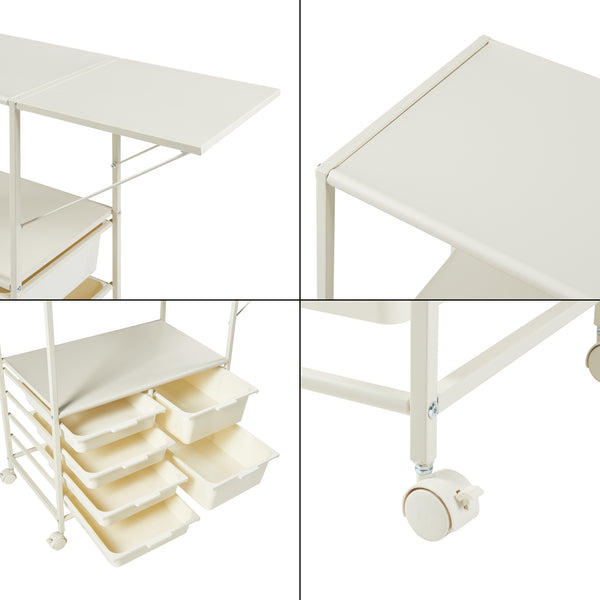 Chariot Sørfold avec caisses 100x37x85cm Blanc [en.casa]