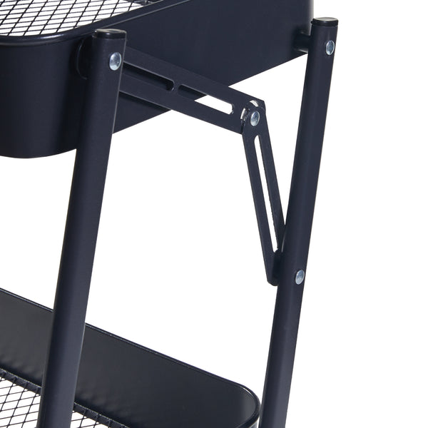 Chariot roulant Vörå à 3 niveaux 88x45x30cm Noir [en.casa]