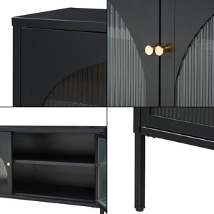 Meuble TV Karlskrona 115x35x64 cm Noir mat [en.casa]