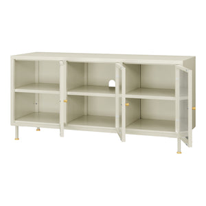 Meuble TV Lindau Acier 120x40x59 cm Crème blanc [en.casa]