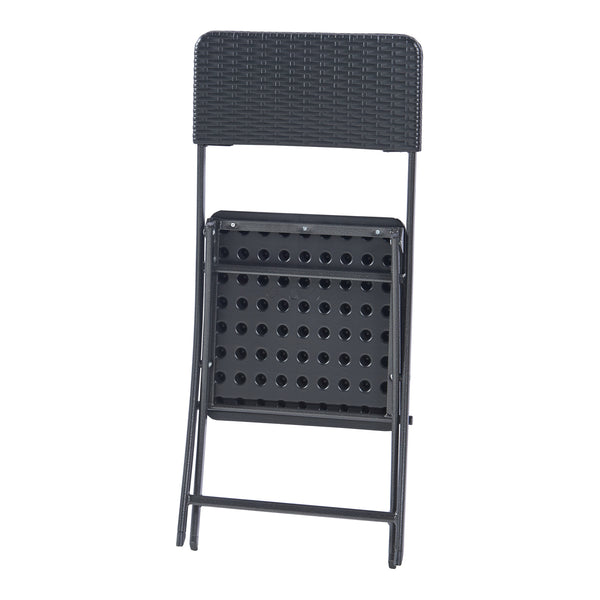 Ensemble de chaises pliantes Mark 2 pcs, aspect rotin, noir [en.casa]