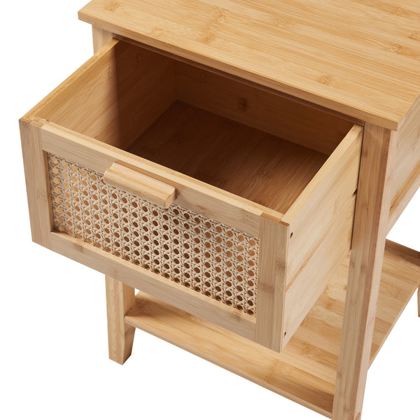 Table de chevet Leirfjord 60x40x35 cm Bambou Naturel [en.casa]