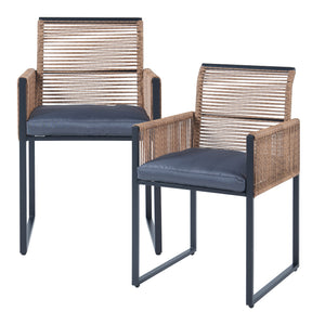 Ensemble de meubles de jardin Accadia 3 pièces Noir/Marron [casa.pro]