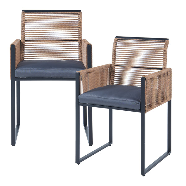 Ensemble de meubles de jardin Accadia 3 pièces Noir/Marron [casa.pro]