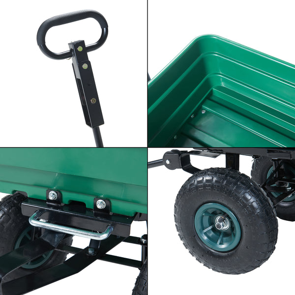 Chariot de jardin Corfinio benne basculante capacité de charge 250 kg vert noir pro.tec