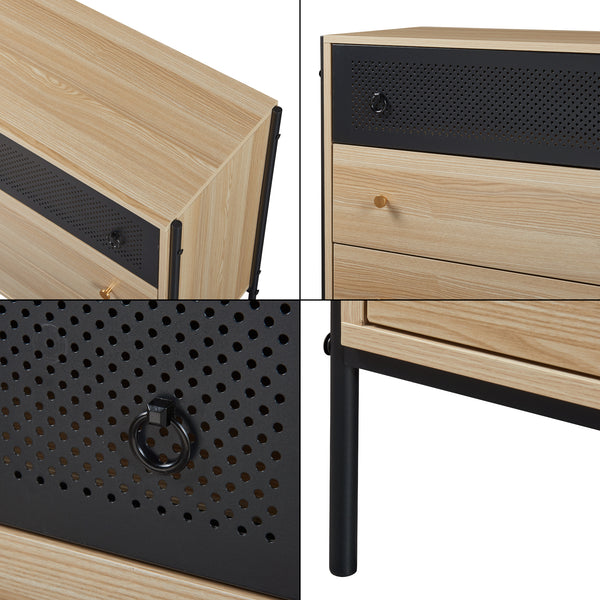 Commode Tysnes avec 3 tiroirs 80x80x40 cm Chêne/Noir [en.casa]