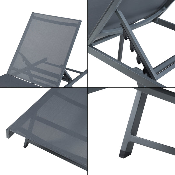 Chaise longue de jardin Baragiano 197 x 64 x 30 cm anthracite gris foncé casa.pro