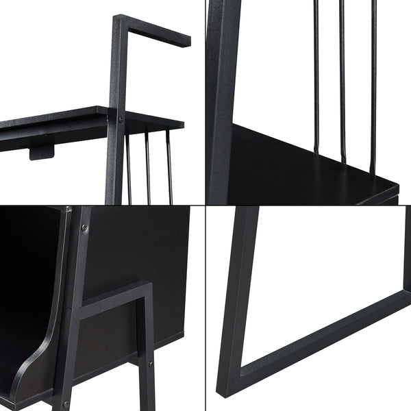 Bureau Storfjord acier 184 x 80 x 40 cm noir [en.casa]