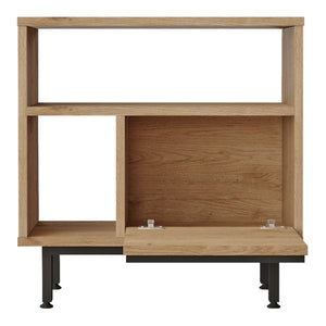 Table d'appoint Kvænangen 60x60x26 cm aspect chêne / rotin [en.casa]