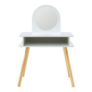 Coiffeuse pour enfants avec tabouret Ovanåker Blanc/Nature [en.casa]