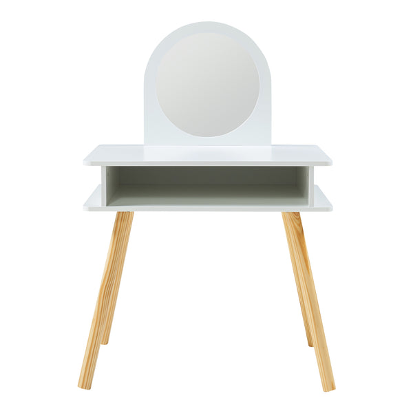 Coiffeuse pour enfants avec tabouret Ovanåker Blanc/Nature [en.casa]