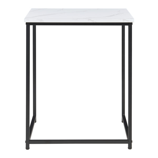 Table de salle à manger Trollhättan 3 pièces, aspect marbre, blanc [en.casa]