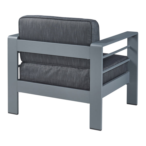 Salon de jardin 2 pièces Avise table d'appoint avec fauteuil anthracite gris foncé casa.pro