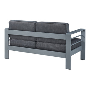 Salon de jardin 2 pièces Avise table basse avec canapél anthracite gris foncé casa.pro