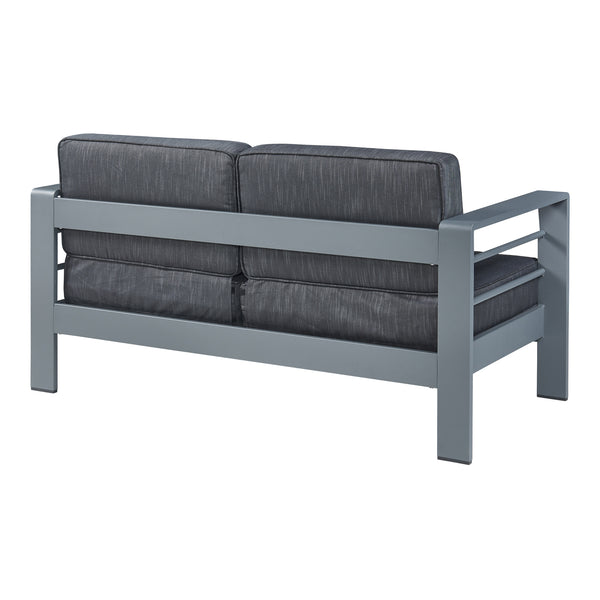 Salon de jardin 2 pièces Avise table basse avec canapél anthracite gris foncé casa.pro