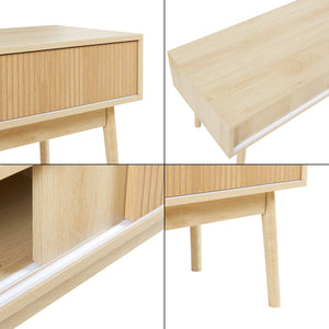 Table TV Landskrona 115x40x48 cm avec deux portes coulissantes aspect chêne [en.casa]