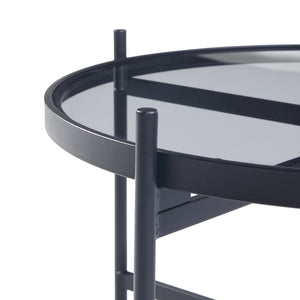 Ensemble de tables basses Lier 2 pièces. Plateau en verre Noir [en.casa]