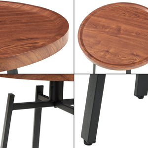 Table d'appoint Mippeena 54xØ50 cm Noir/Noyer [en.casa]