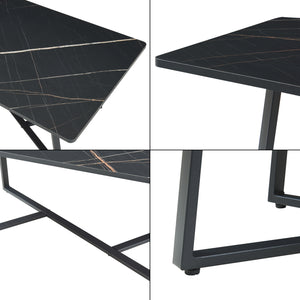 Table basse Riskiften 120x60x48 cm aspect marbre, noir [en.casa]