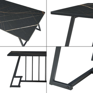 Table basse Nospoo 120x60x46 cm aspect marbre, noir [en.casa]